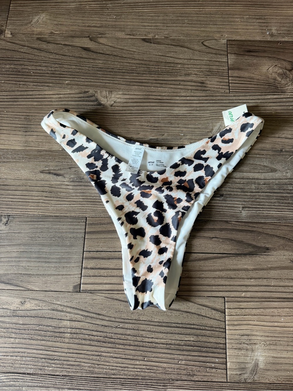 NWT aerie Leopard Print Bikini Bottoms - Cream, Black & Tan